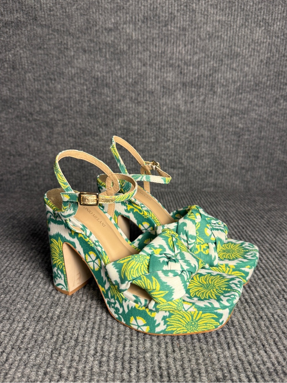 NWOT Antonio Melani Mya Royal Palm Print Braided Platform Dress Sandals - Size 8